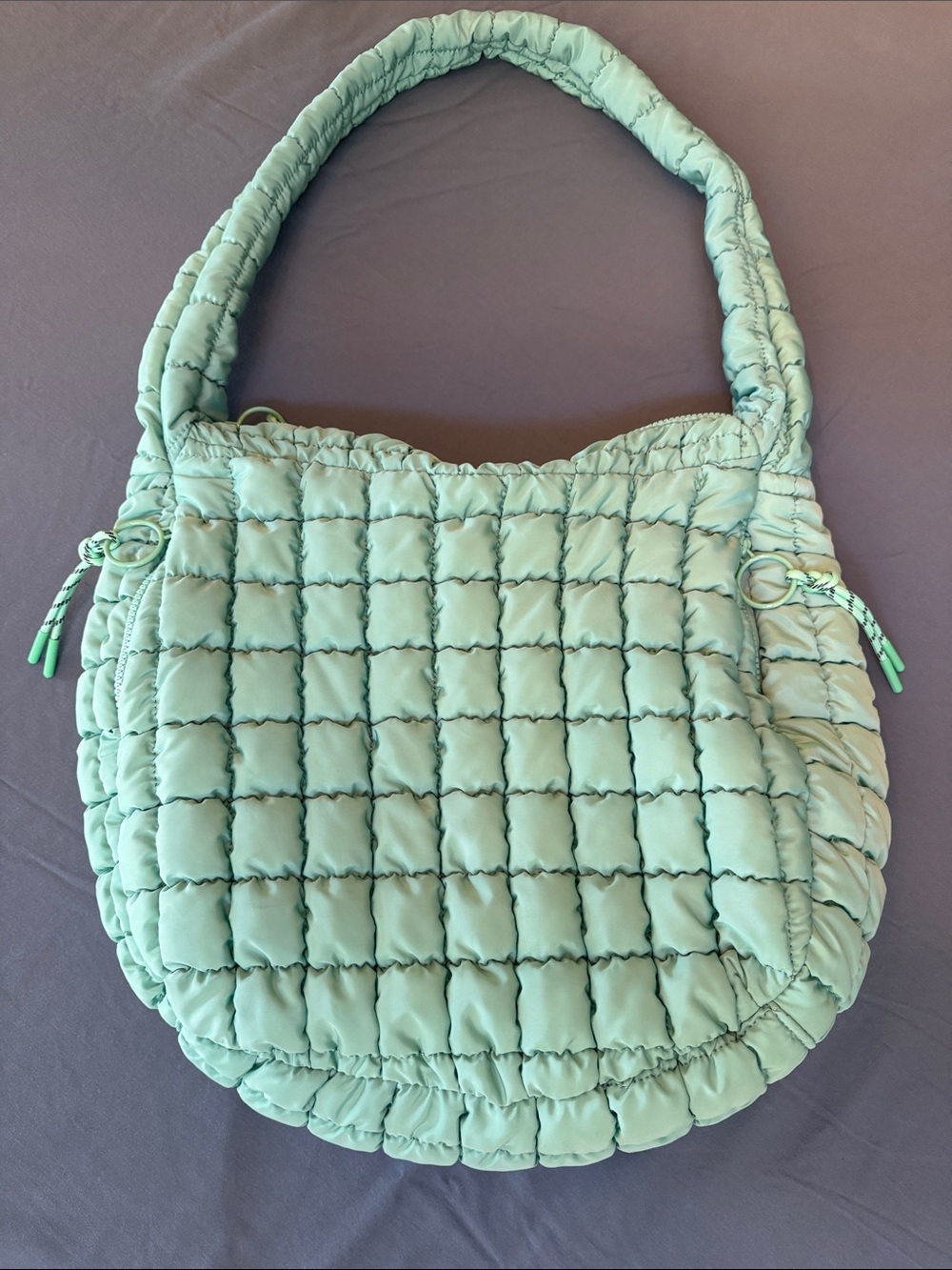 Quilted Puff Shoulder Bag in Mint Green. Urban Fit by Urban Expressions.